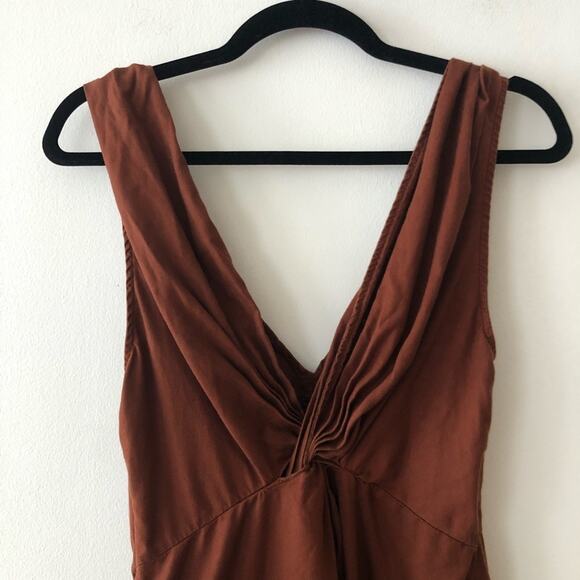 Zara Rust Twist Front Slit Midi Dress - Picture 4 of 7